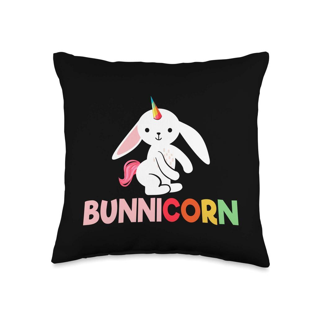 8575 Bunnicorn Bunny Rabbit Unicorn Cute Easter Throw Pillow